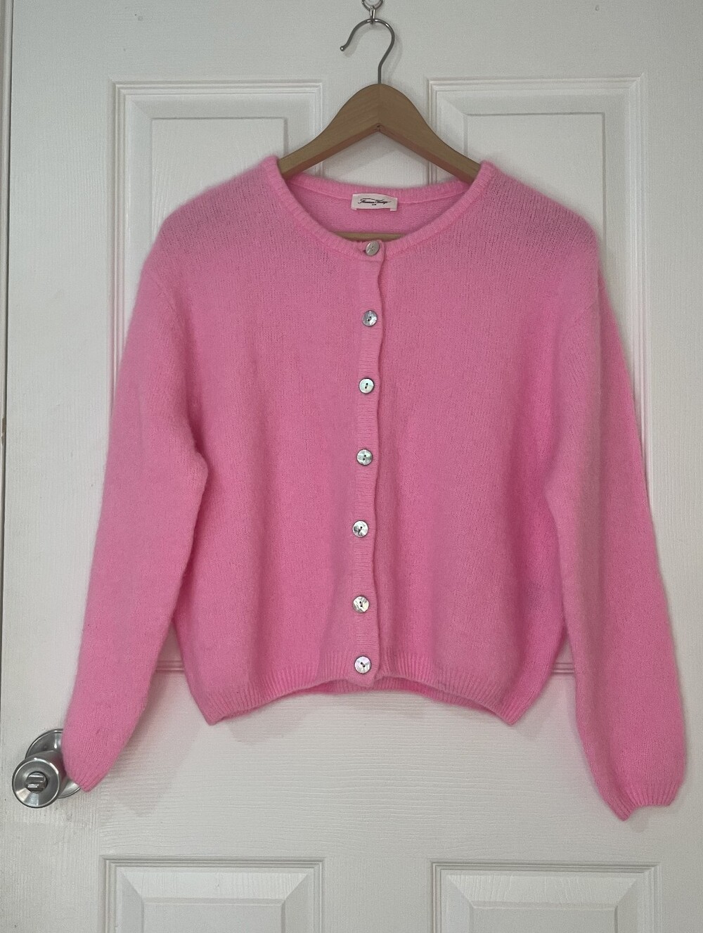 American Vintage Soft Pink Crewneck Button Cardigan Size S - Picture 7 of 14
